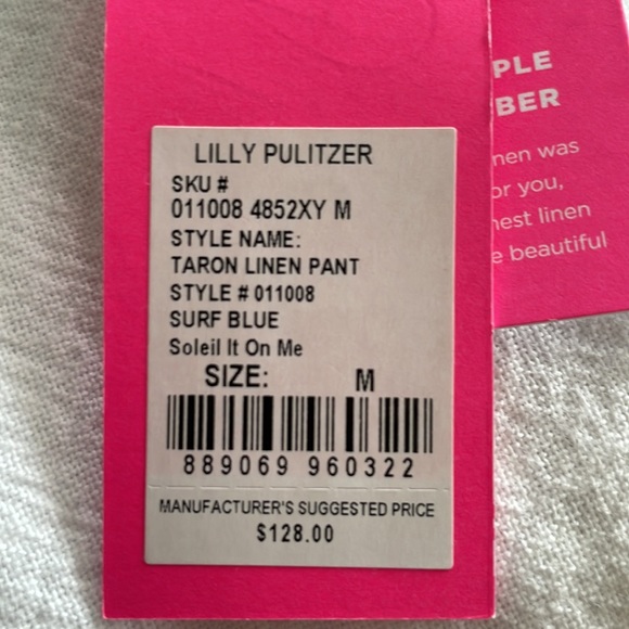 NWT LILLY PULITZER LINEN PANTS M - Picture 9 of 9